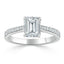 1.0 CT Emerald Cut Solitaire Channel Pave Moissanite Engagement Ring - crownmoissanite