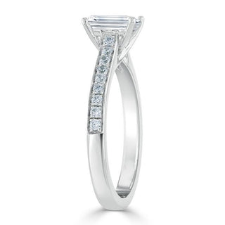 0.75 CT Emerald Cut Solitaire Moissanite Engagement Ring - crownmoissanite