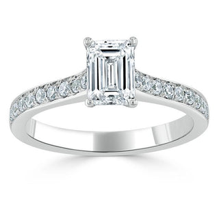 0.75 CT Emerald Cut Solitaire Moissanite Engagement Ring - crownmoissanite