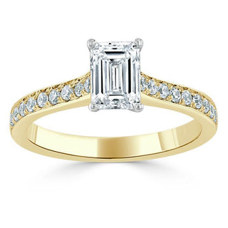 0.75 CT Emerald Cut Solitaire Moissanite Engagement Ring - crownmoissanite