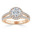 1.35 CT Round Shaped Moissanite Halo & Split Shank Engagement Ring - crownmoissanite