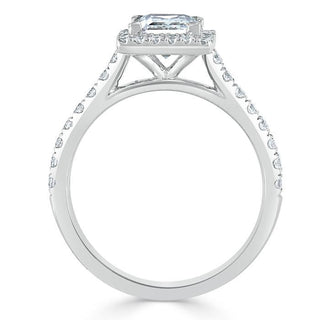 1.0 CT Princess Cut Halo Pave Setting Moissanite Engagement Ring - crownmoissanite