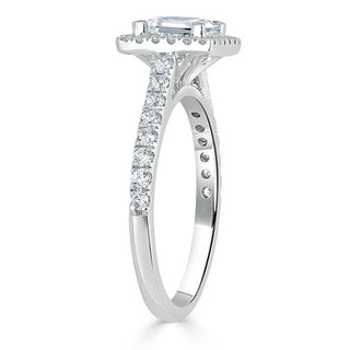 1.0 CT Princess Cut Halo Pave Setting Moissanite Engagement Ring - crownmoissanite