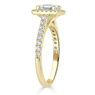 1.0 CT Princess Cut Halo Pave Setting Moissanite Engagement Ring - crownmoissanite