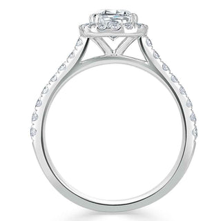 1.0 CT Cushion Cut Halo Pave Moissanite Engagement Ring - crownmoissanite