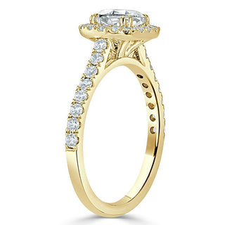 1.0 CT Cushion Cut Halo Pave Moissanite Engagement Ring - crownmoissanite