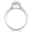 1.0 CT Cushion Shaped Moissanite Halo Split Shank Engagement Ring - crownmoissanite