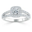 1.0 CT Cushion Shaped Moissanite Halo Split Shank Engagement Ring - crownmoissanite