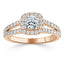 1.0 CT Cushion Shaped Moissanite Halo Split Shank Engagement Ring - crownmoissanite