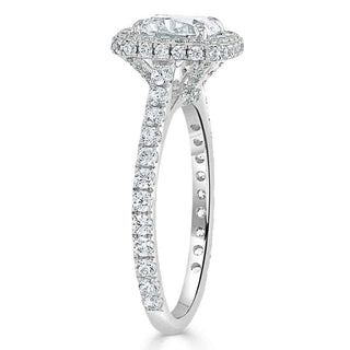 1.5 CT Cushion Cut Halo Pave Setting Moissanite Engagement Ring - crownmoissanite