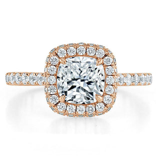 1.5 CT Cushion Cut Halo Pave Setting Moissanite Engagement Ring - crownmoissanite