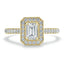 1.0 CT Emerald Shaped Moissanite Halo Engagement Ring - crownmoissanite