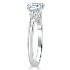 0.75 CT Cushion Cut Three Stone Moissanite Engagement Ring - crownmoissanite