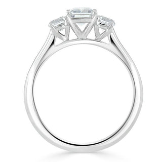 0.75 CT Emerald Cut Three Stone Moissanite Engagement Ring - crownmoissanite