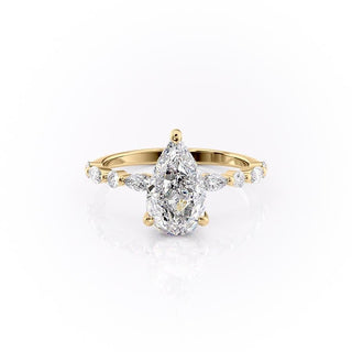 2.0 CT Pear Shaped Moissanite Solitaire Engagement Ring - crownmoissanite