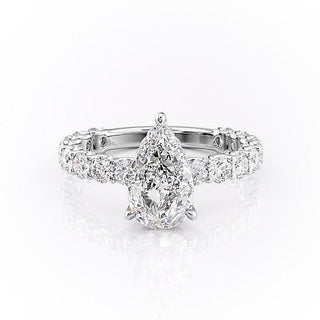 2.0 CT Pear Shaped Moissanite Solitaire Engagement Ring - crownmoissanite