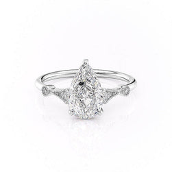 2.0 CT Pear Cut Solitaire Moissanite Engagement Ring. - crownmoissanite