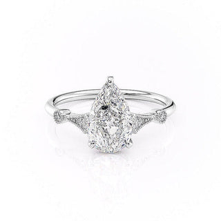 2.0 CT Pear Shaped Moissanite Solitaire Engagement Ring - crownmoissanite