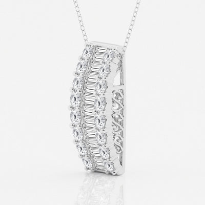 3.0 TCW Round & Baguette Moissanite Diamond Pendant Necklace - crownmoissanite