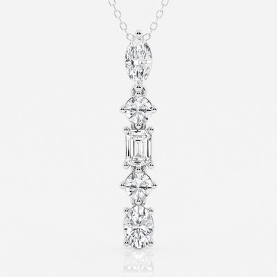 2.0 TCW Round, Marquise, Emerald & Oval Moissanite Diamond Multi Stone Necklace - crownmoissanite