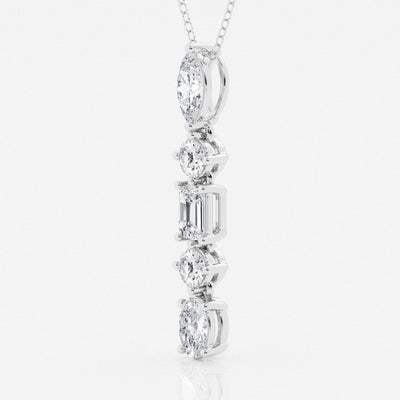 2.0 TCW Round, Marquise, Emerald & Oval Moissanite Diamond Multi Stone Necklace - crownmoissanite