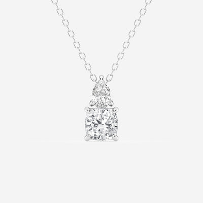 1.0 TCW Cushion & Pear Moissanite Diamond Two Stone Necklace - crownmoissanite