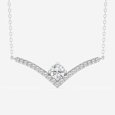 0.50 CT Round Moissanite Diamond Chevron Style Necklace - crownmoissanite