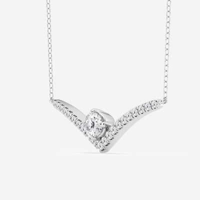 0.50 CT Round Moissanite Diamond Chevron Style Necklace - crownmoissanite