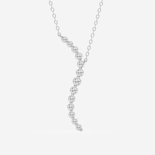 0.38 TCW Round Moissanite Diamond Curved Floating Pendant Necklace - crownmoissanite