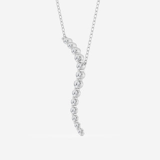 0.38 TCW Round Moissanite Diamond Curved Floating Pendant Necklace - crownmoissanite