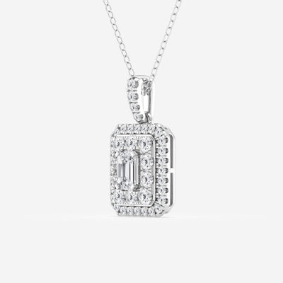 0.33 CT Emerald Moissanite Diamond Halo Style Necklace - crownmoissanite