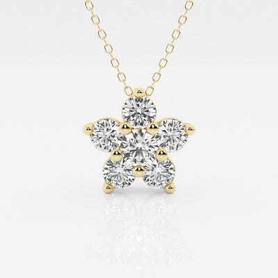 1.50 TCW Round Moissanite Diamond Flower Pendant Necklace - crownmoissanite