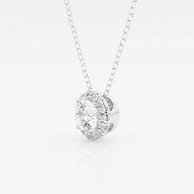 0.50 CT Round Moissanite Diamond Halo Necklace - crownmoissanite