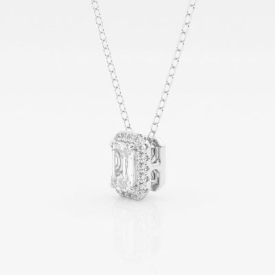 0.50 TC Emerald Moissanite Diamond Halo Style Necklace - crownmoissanite