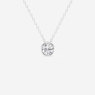 0.50 CT Round Moissanite Diamond Bezel Solitaire Necklace - crownmoissanite