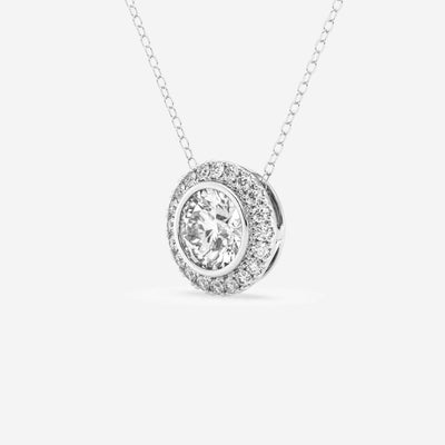 1.50 TCW Round Moissanite Diamond Halo Style Necklace - crownmoissanite