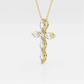 1.0 TCW Round & Marquise Moissanite Diamond Cross Necklace - crownmoissanite