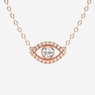 0.35 TCW Round Moissanite Diamond Evil Eye Necklace - crownmoissanite