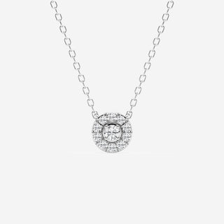 0.14 TCW Round Moissanite Diamond Halo Necklace - crownmoissanite