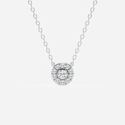 0.14 TCW Round Moissanite Diamond Halo Necklace - crownmoissanite