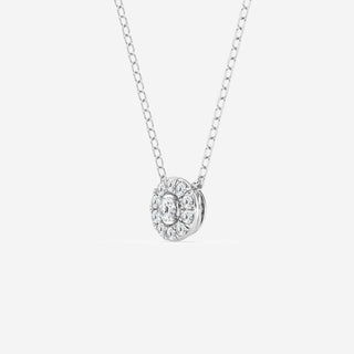 0.14 TCW Round Moissanite Diamond Halo Necklace - crownmoissanite