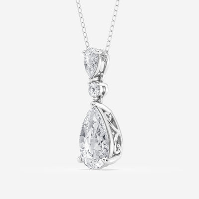 3.50 CT Pear Moissanite Diamond Three Stone Necklace - crownmoissanite