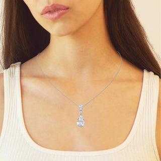 3.50 CT Pear Moissanite Diamond Three Stone Necklace - crownmoissanite