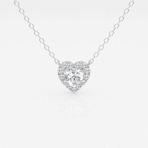 0.40 CT Heart Moissanite Diamond Halo Style Necklace - crownmoissanite