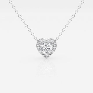 0.40 CT Heart Moissanite Diamond Halo Style Necklace - crownmoissanite