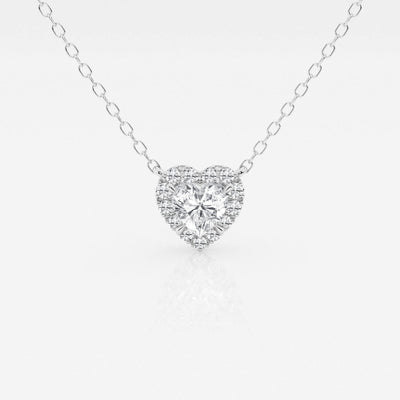 0.40 CT Heart Moissanite Diamond Halo Style Necklace - crownmoissanite