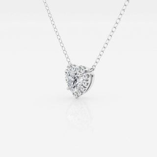 0.40 CT Heart Moissanite Diamond Halo Style Necklace - crownmoissanite