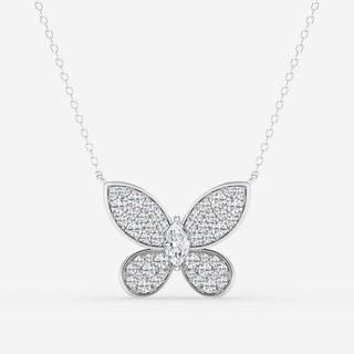 0.24 CT Marquise Moissanite Diamond Butterfly Pendant Necklace - crownmoissanite