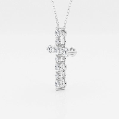0.75 TCW Round Moissanite Diamond Cross Necklace - crownmoissanite