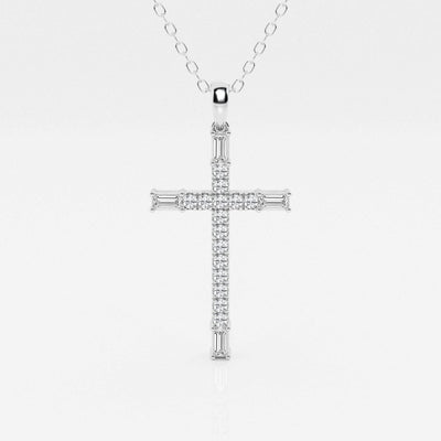 0.24 TCW Round Moissanite Diamond Cross Necklace - crownmoissanite